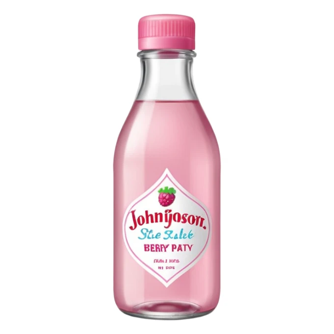 realistic Johnson and Johnson style bottle pink cap pink label clear bottle with aint no party like a berry party written on the logo with diddy logo sticker