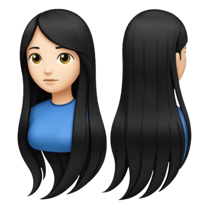 back view of long black hair sticker