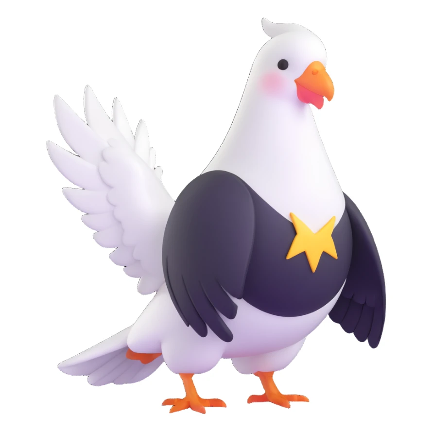 white pigeon wearing Flash costume sticker