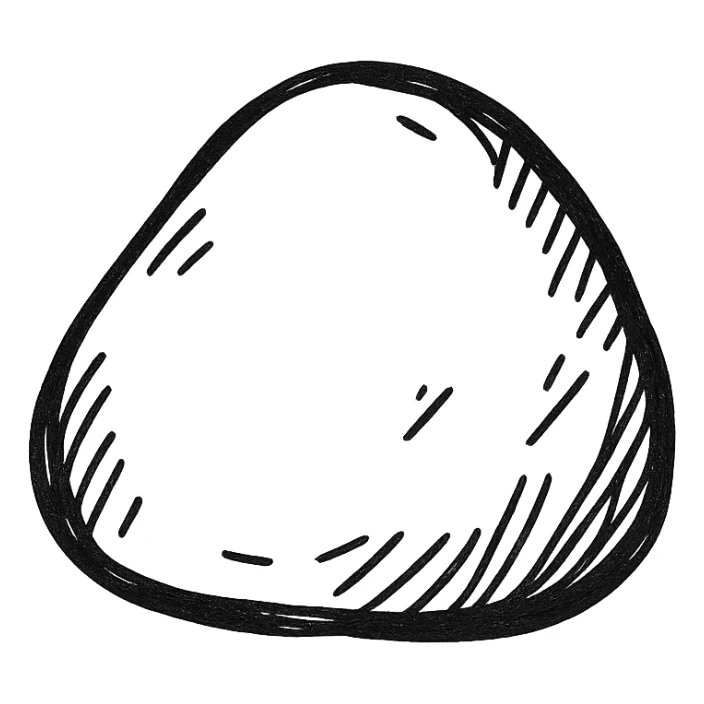 hand-drawn stone, sketchy lines, rough texture, black and white, hand drawn icon style sticker
