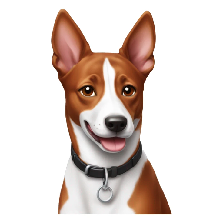 Happy basenji dog in red and white color sticker