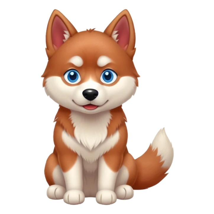 Cute, Disney-style red Siberian husky with blue eyes, sitting sticker