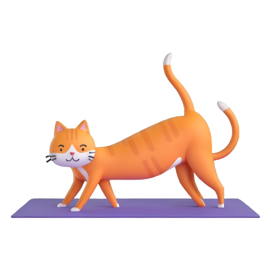 cat in downward dog yoga pose, triangle pose with raised hips sticker
