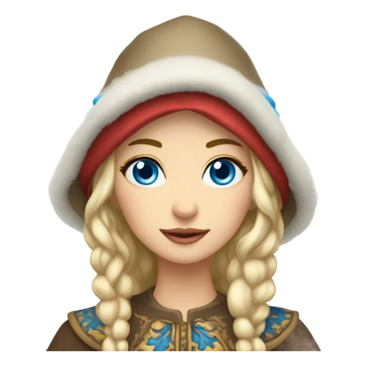 Winter Outfit, Slavic princess with a hat and blue eyes  sticker