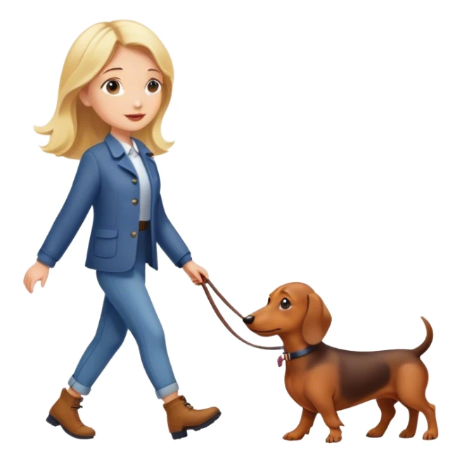 blonde girl walking with dachshund sticker