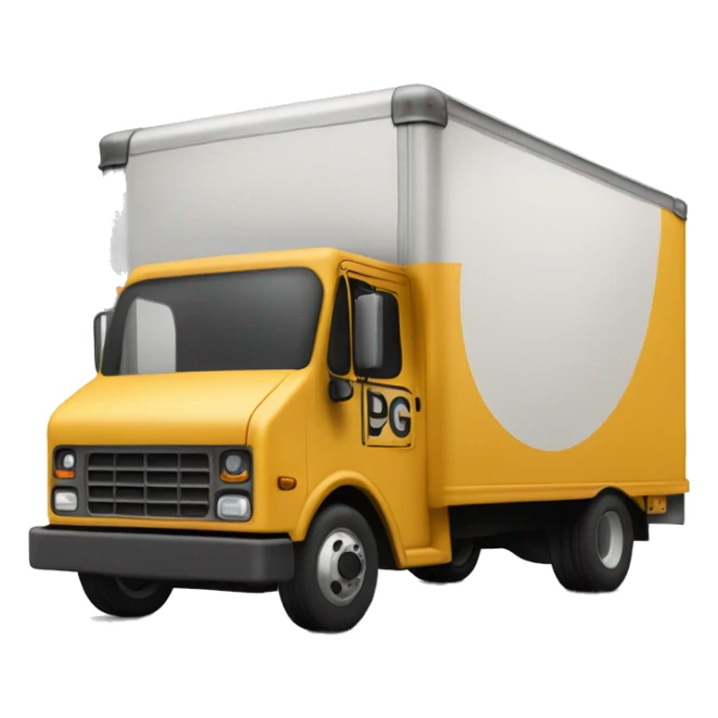 Boxtruck with letter "PGS” on the side sticker