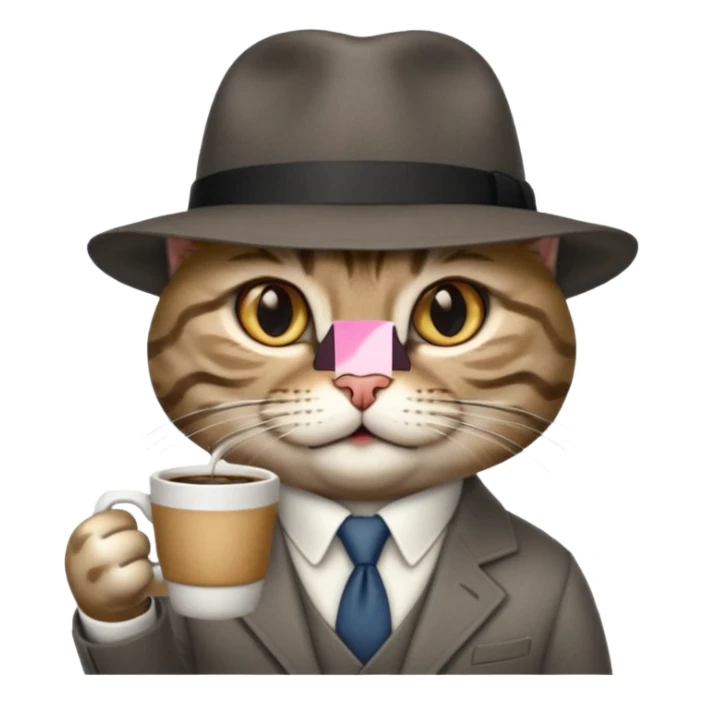 cat corleone mafia coffe sticker