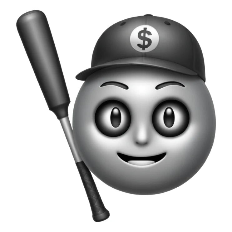 Bomb emoji holding a baseball bat with money sign eyes sticker