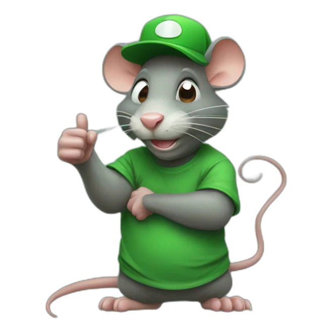 evil rat with a green cap and green tshirt giving thumbs up sticker