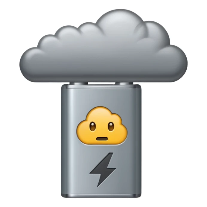  battery with no energy and a gray cloud abouve the head sticker