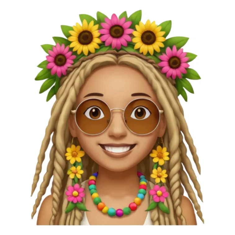 Woman with dreadlocks, round sunglasses, and flower crown.


























 sticker