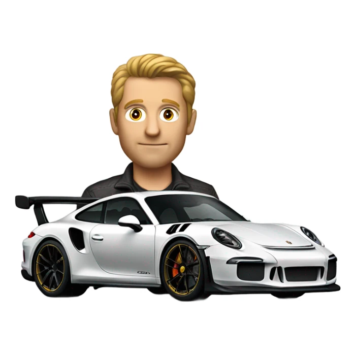 A man driving a Porsche GT3 RS sticker