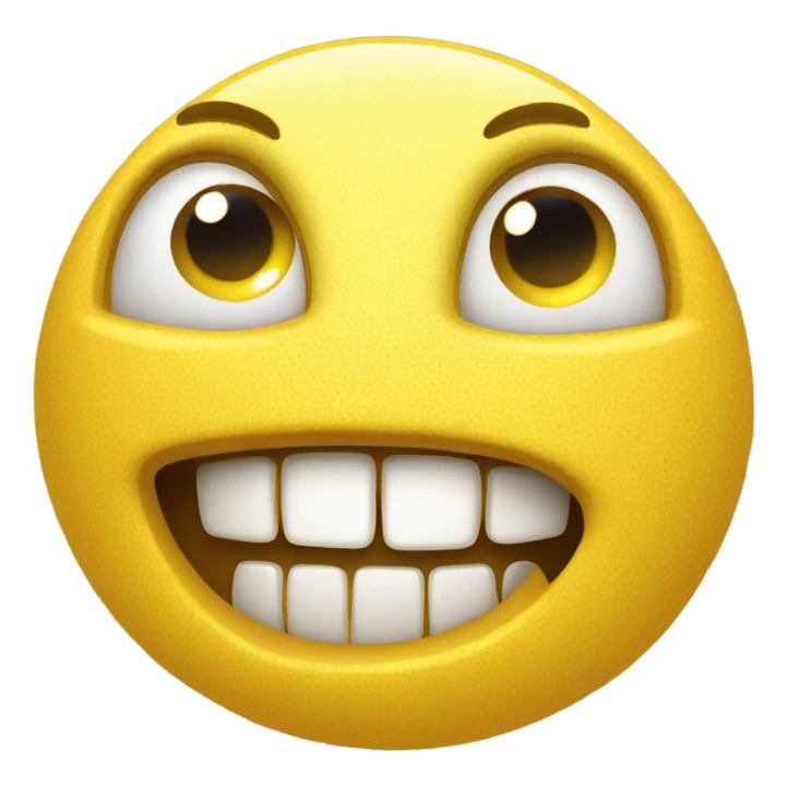 Yellow emoji with squinted eyes, huge open smiling mouth with buck teeth  sticker