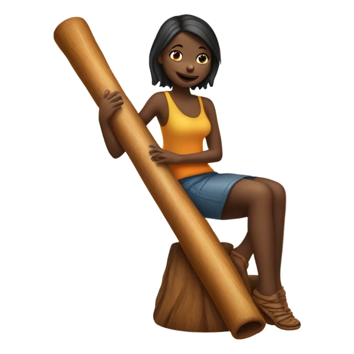 A girl sat on top of a didgeridoo sticker