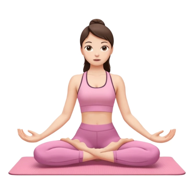 white brunette girl in light pink workout clothes stretching yoga mat sticker