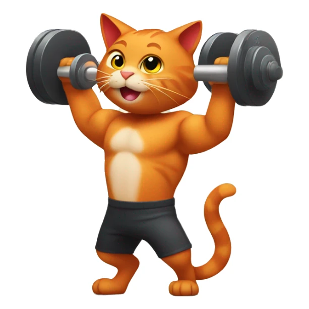 the red cat is to lift dumbbells sticker