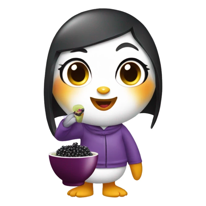 Penguin Girl with acai Bowl sticker