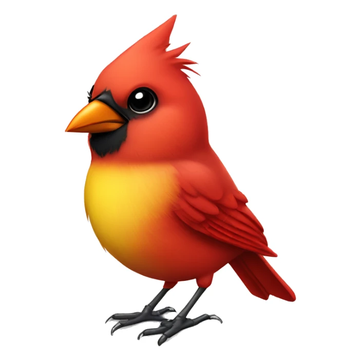 cute cardinal bird, red and yellow beak, cute and cool sticker