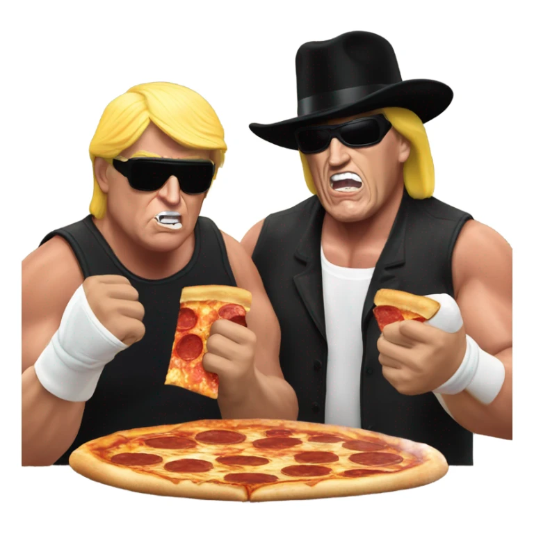Donald trump eating pizza with the undertaker (from WWE) sticker