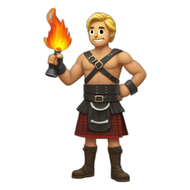 monty starting fires wearing a kilt flex bicep sticker