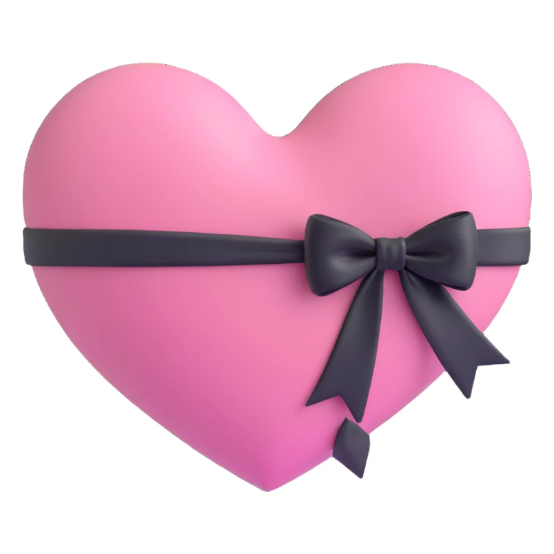 pink heart with a black bow knot sticker