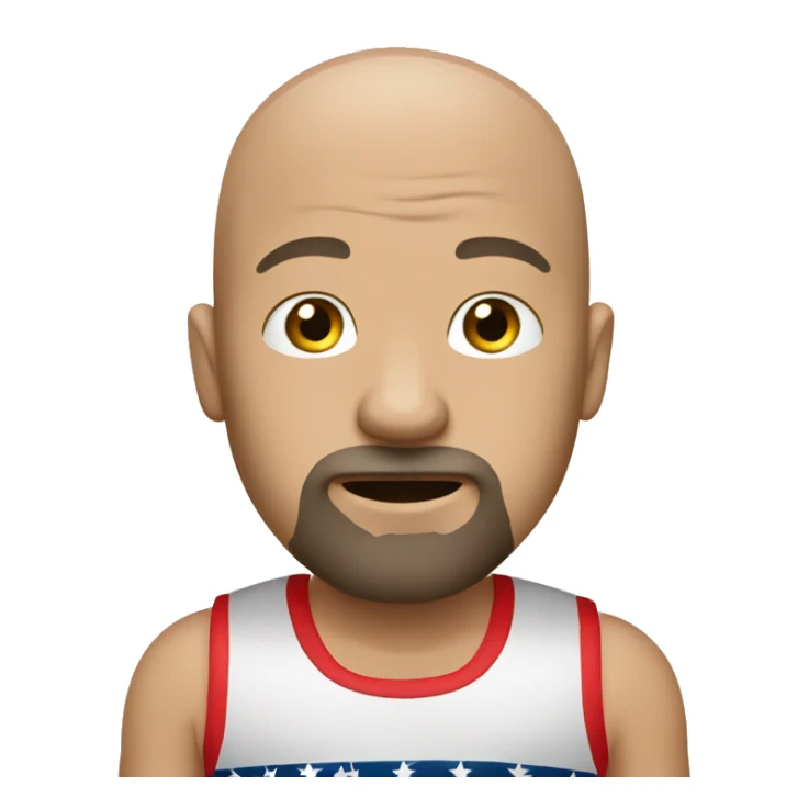  Bald white guy with goatee who looks scarred wearing a American flag tank top  sticker