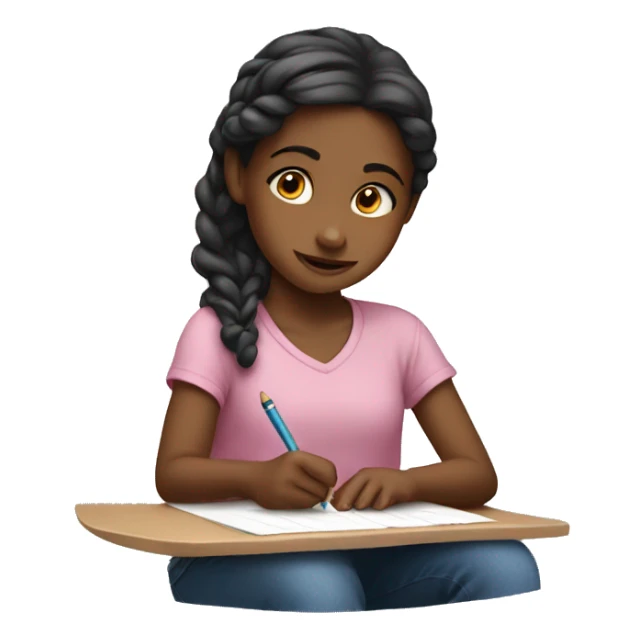 Girl child writing sticker