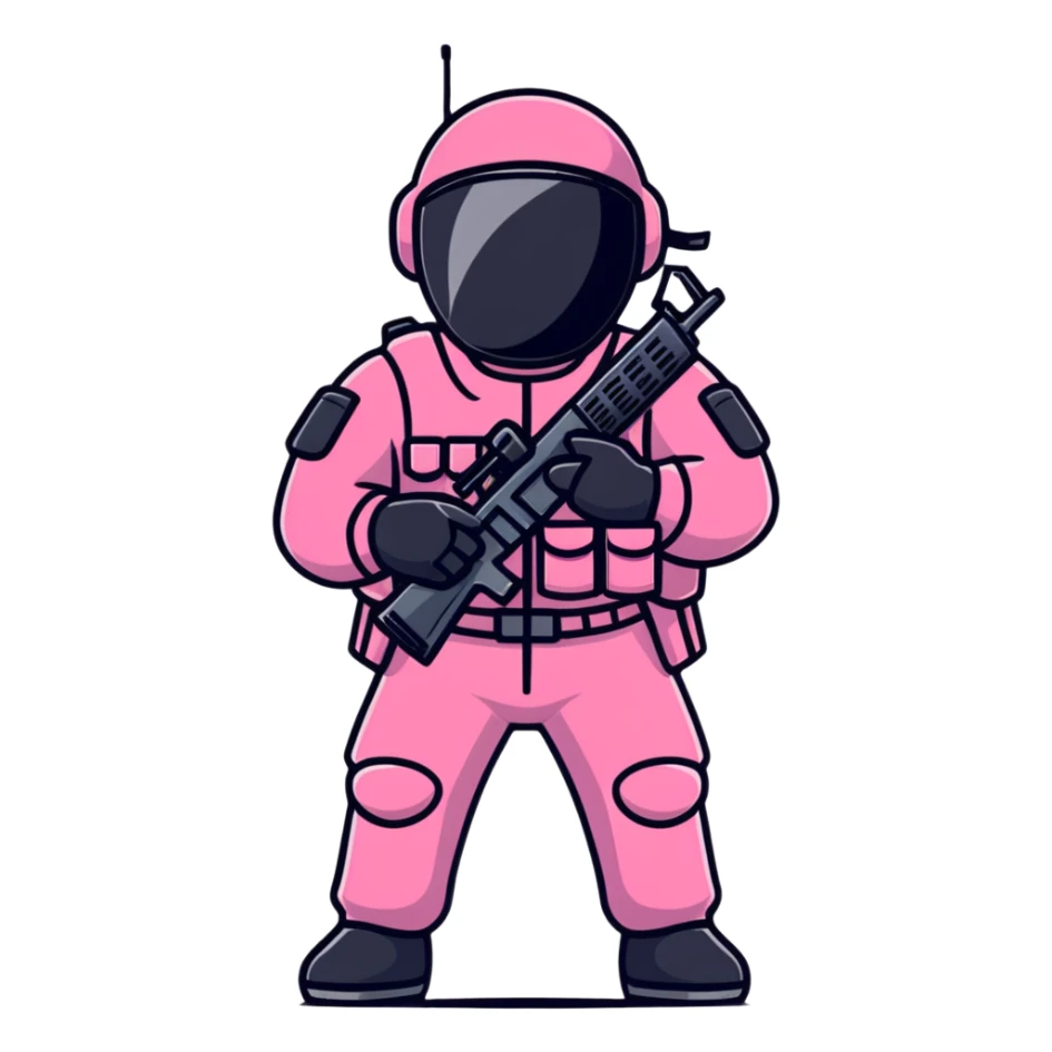 SWAT man wearing a pink suit sticker