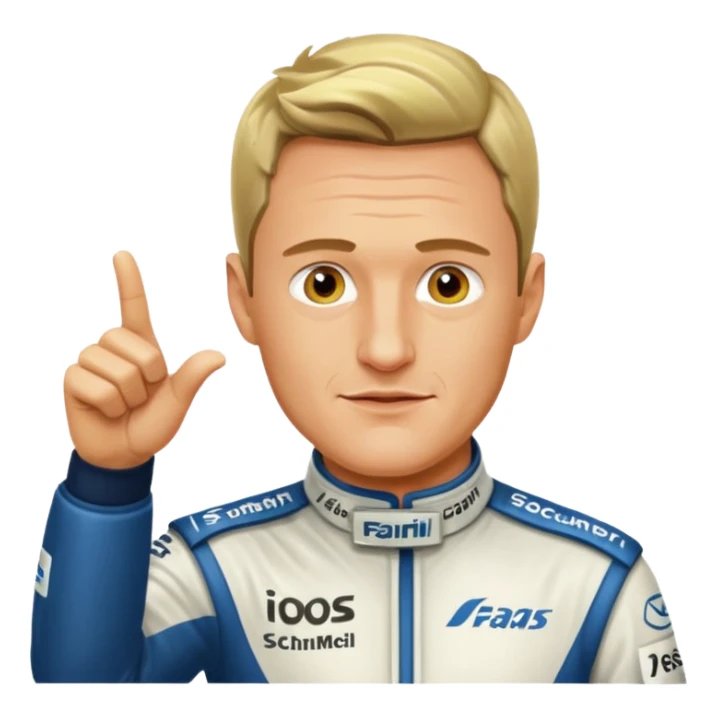 Ralf Schumacher pointing at Ralf Schumacher sticker