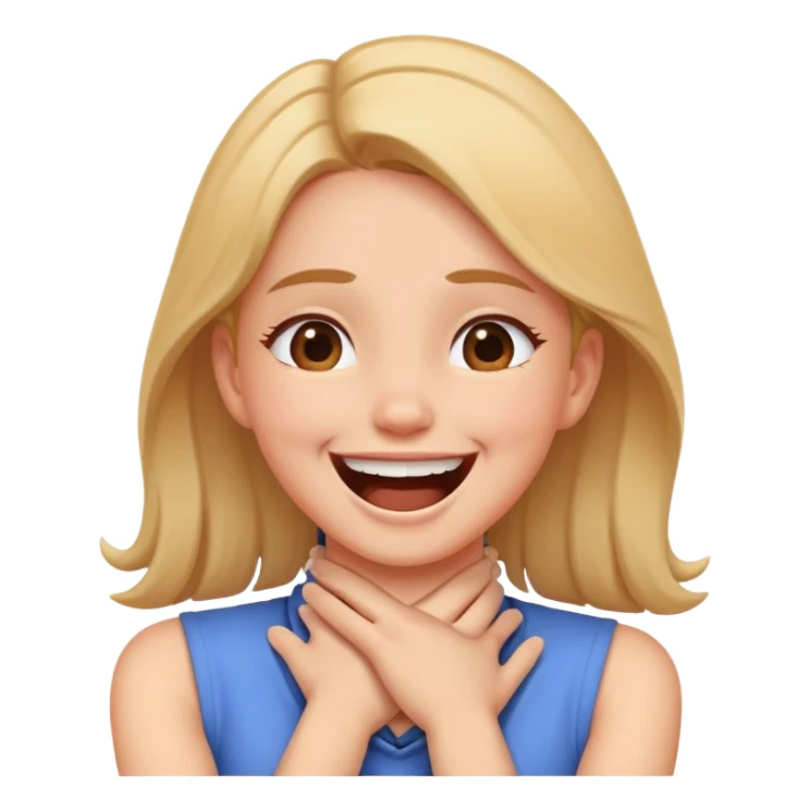 Girl with hands crossed on her neck choking her neck while laughing sticker