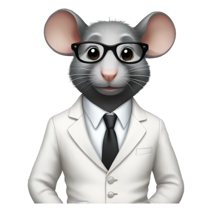 Black rat wearing a white suit and glasses and beautiful pant sticker