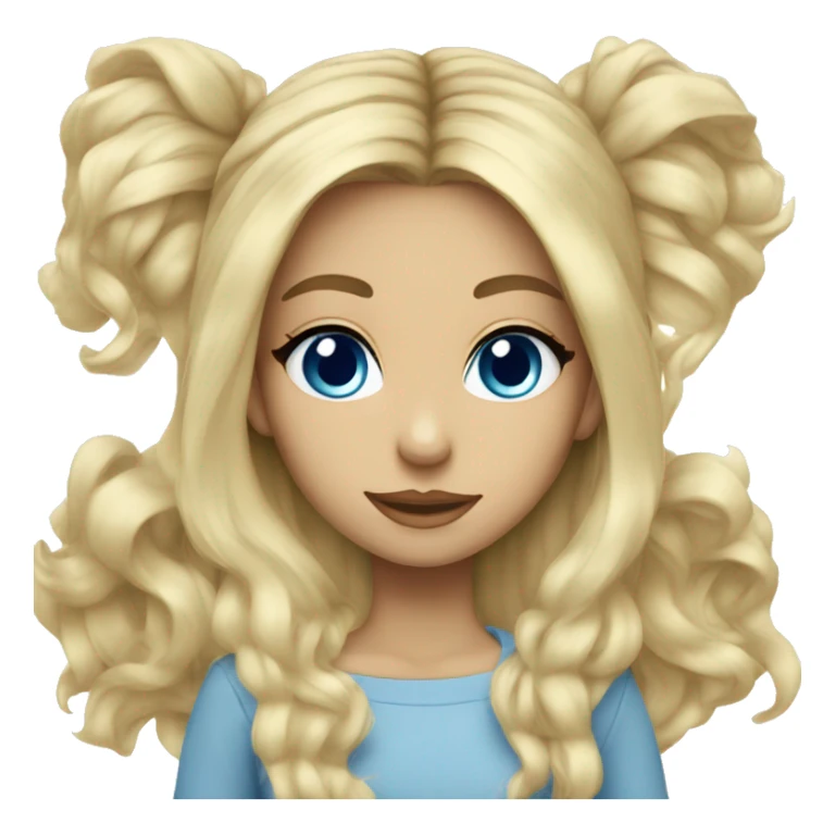 Female light blue eyes long  blonde and blue hair ombre sticker