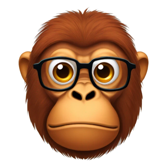 mature grumpy non smiling orangutan with glasses with a book sticker