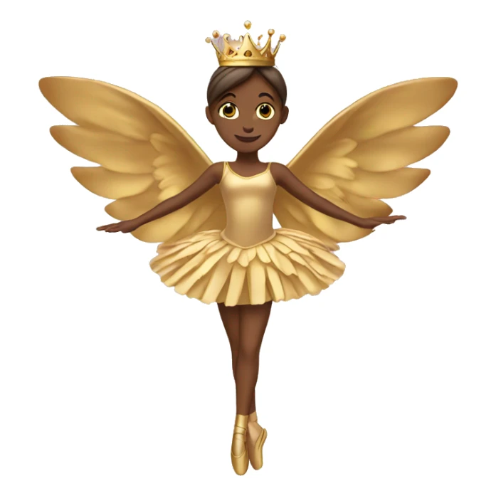  brown ballerina gold wings gold princess crown sticker