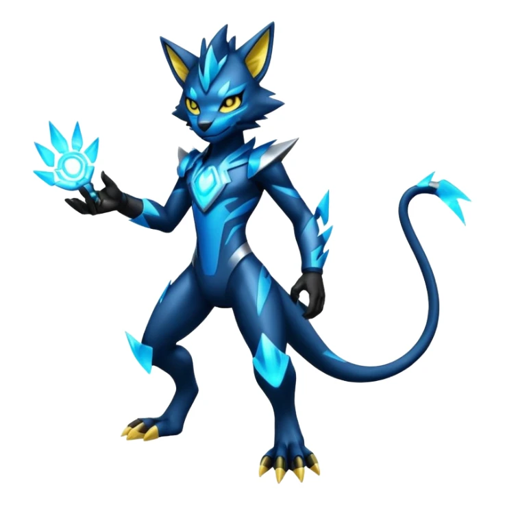 Modern Cyber Luxray-Zeraora-Fakémon-creature, full body sticker