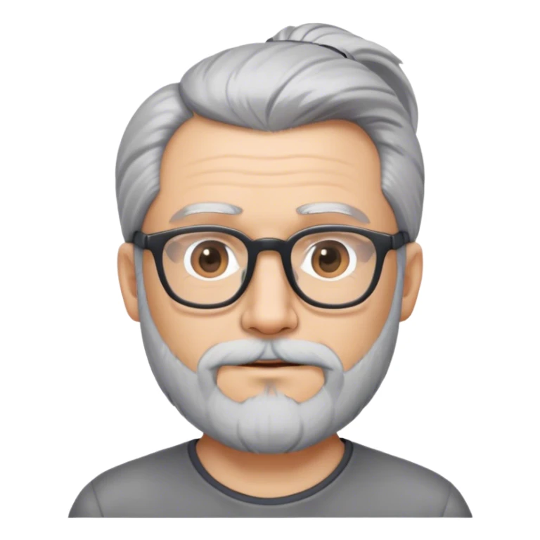 ponytail and beard with grey hair and glasses sticker