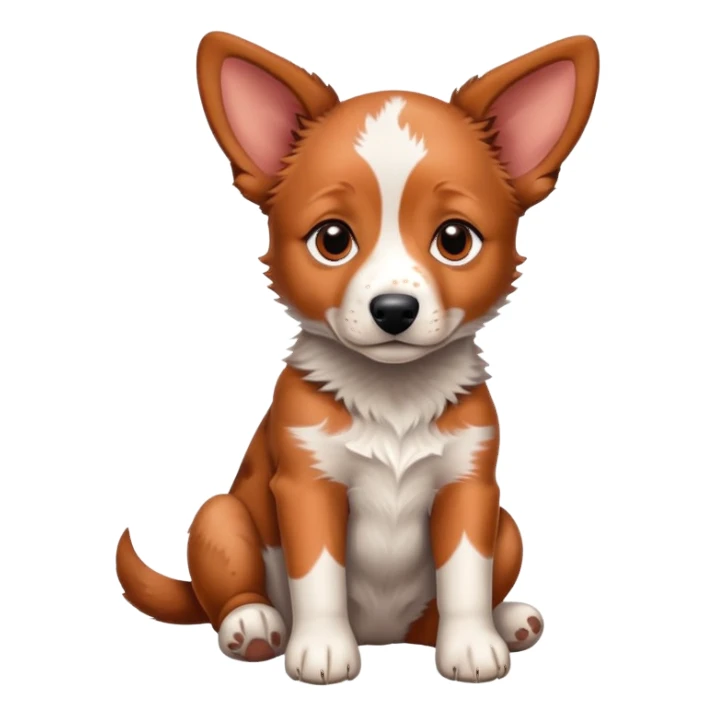 Cute red heeler puppy with floppy ears and spotted coat, sitting sticker