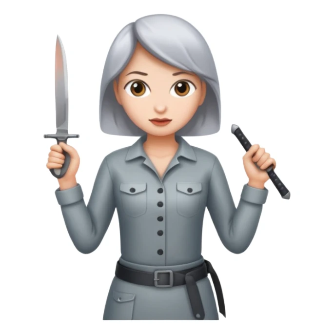 Women standing with a knife behind their back sticker