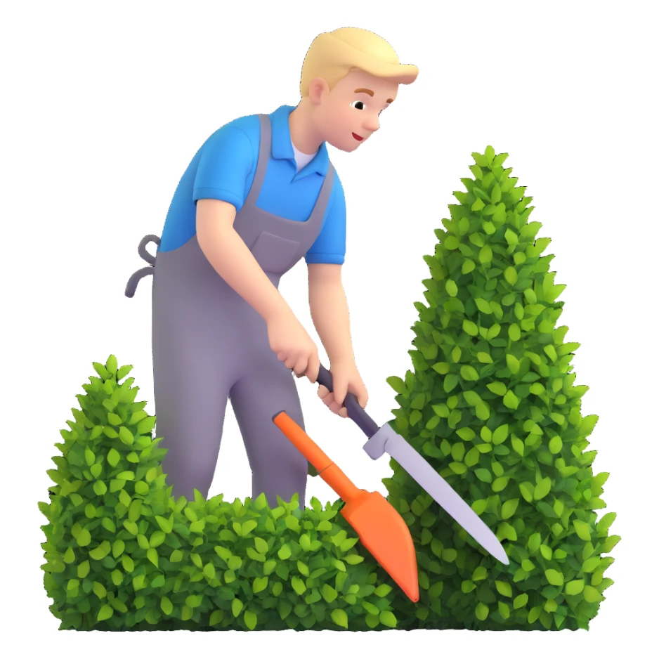 dedicated young white male gardener trimming bushes sticker