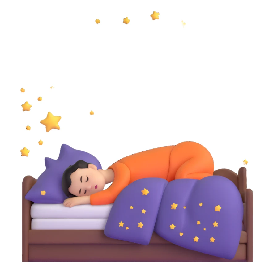 boy sleeping peacefully with Z symbols stars and moon sticker