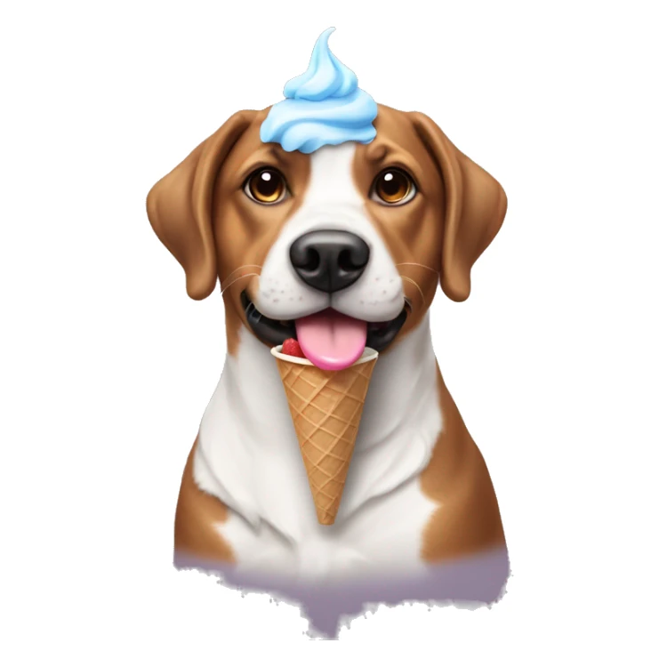 Dog with ice cream cone on head sticker