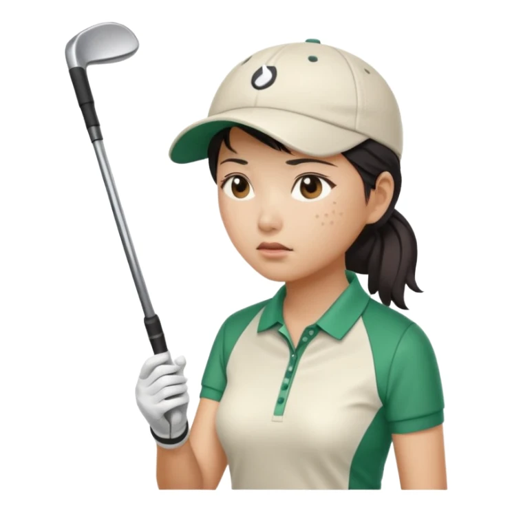 asian women golfer painful profile sticker