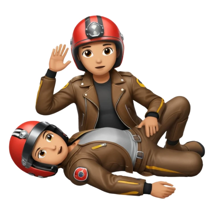 a motorcyclist lying on the ground who has just fallen sticker