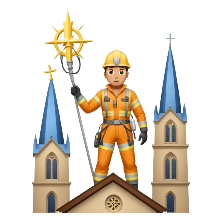 steeplejack man lightning conductor on a church spire sticker