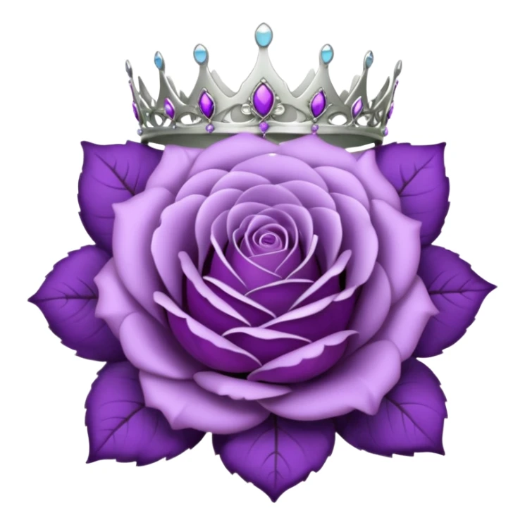 Purple rose flower, silver circle plaque with silver tiara sticker