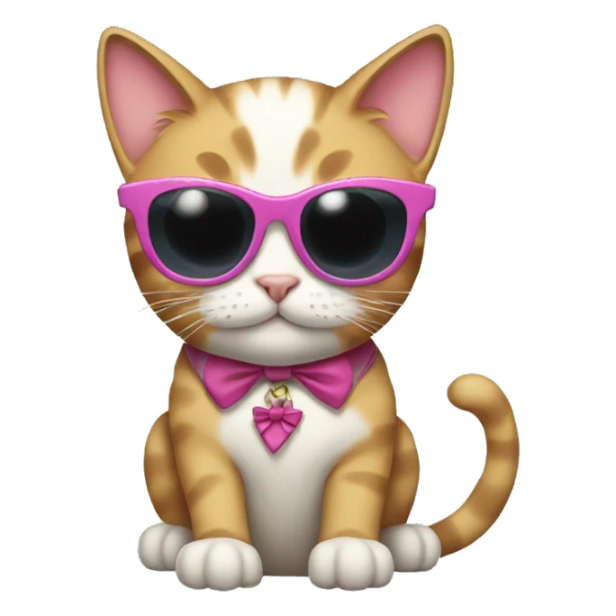 cat wearing bows with sunglasses  sticker