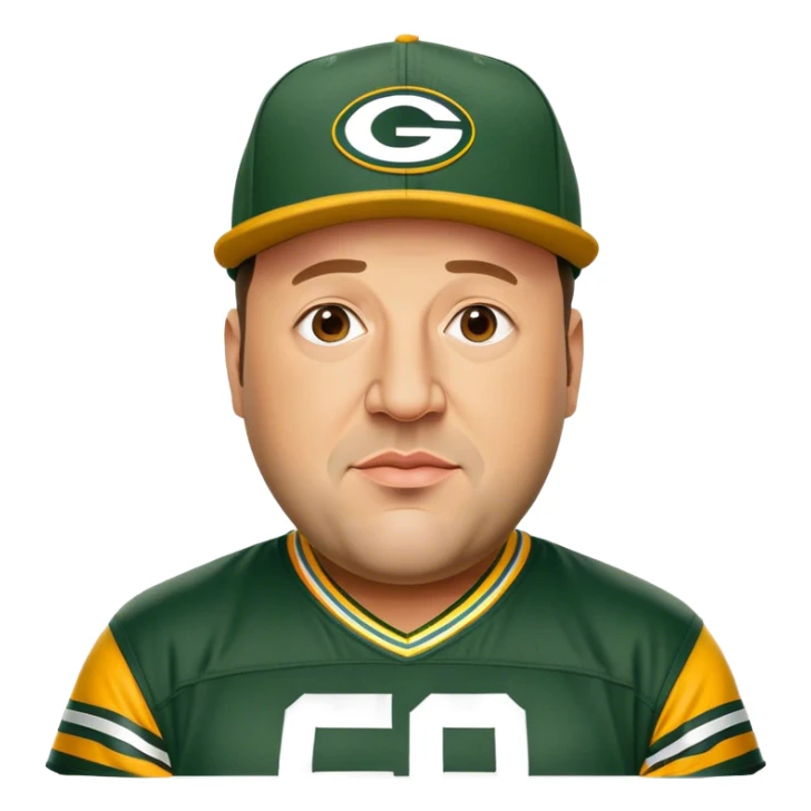 Kevin James as a Green Bay packers fan with a hat on sticker