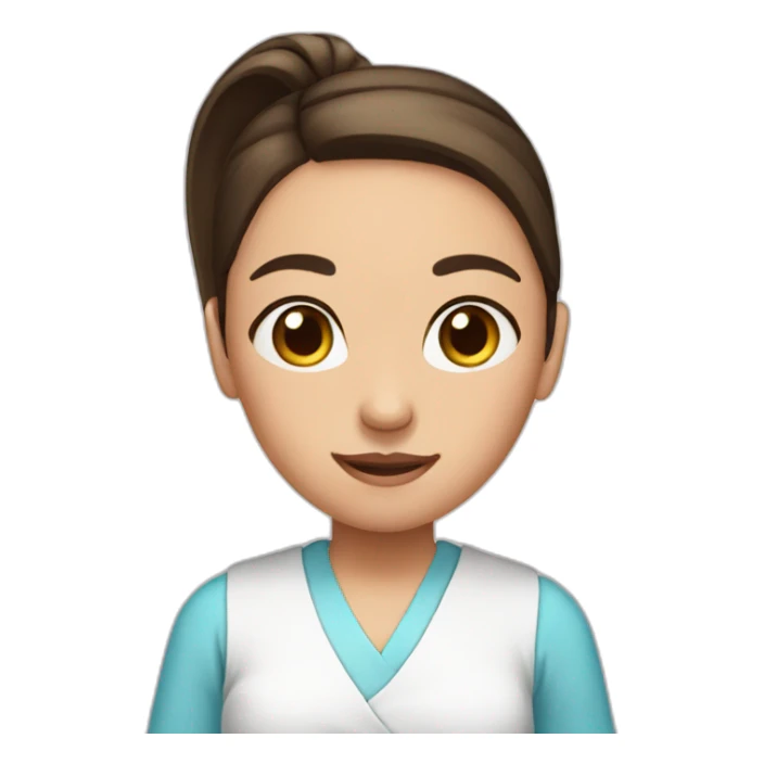 a brunette girl with a ponytail in the hospital sticker