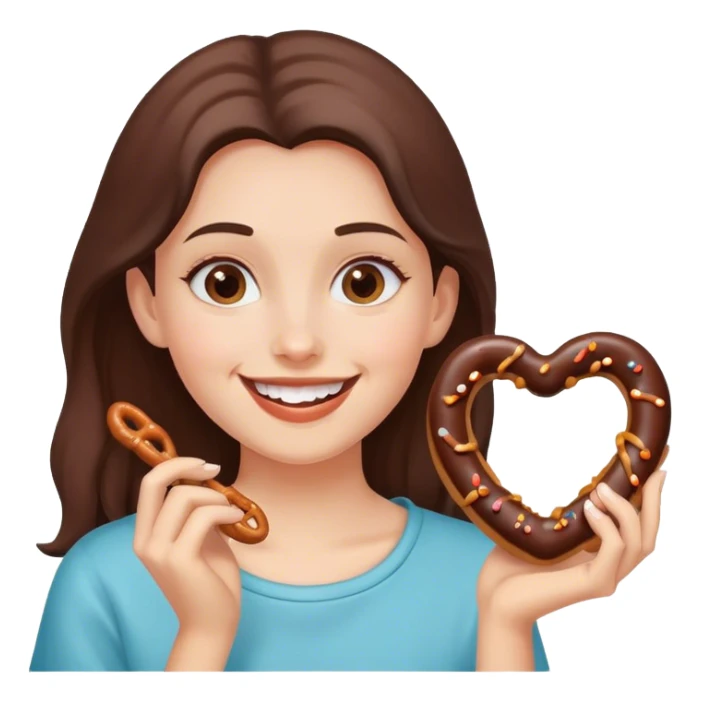 girl eating chocolate covered pretzel  sticker
