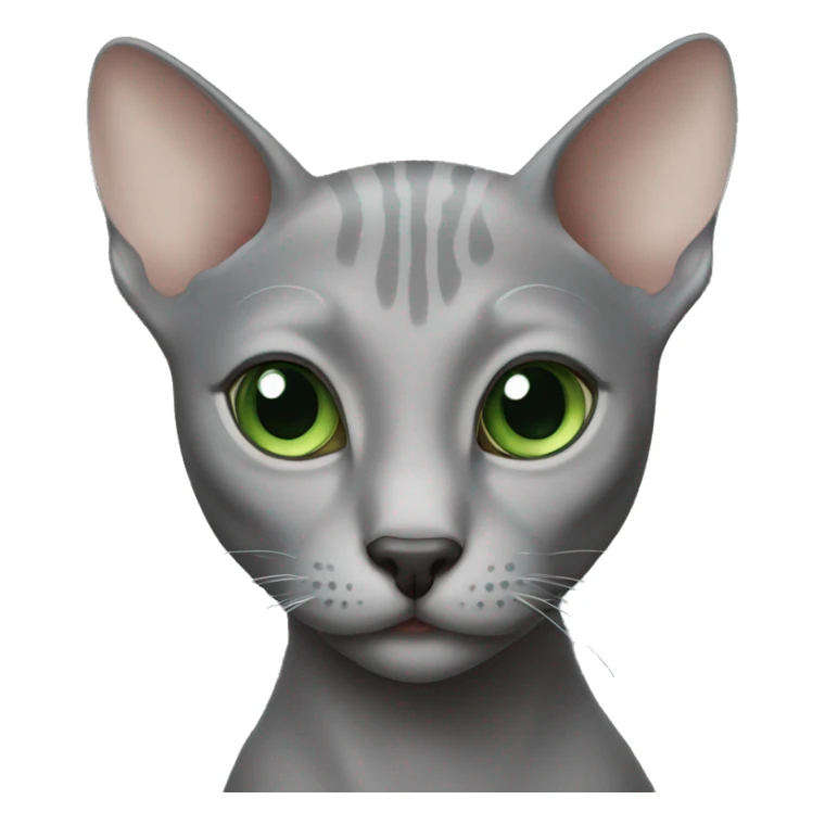 Gray hairless cat with green eyes sticker